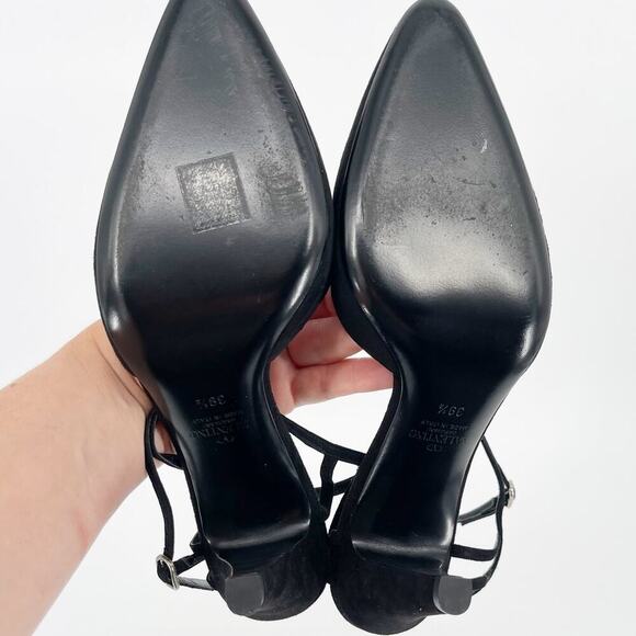 Valentino Garavani Maison Black Suede Crystal Snake T-Strap Pump size EU 39.5 - Picture 9 of 12